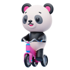 Panda Riding A Tricycle 3D Character Illustration.