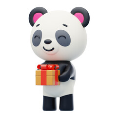 Panda Gives Gifts 3D Character Illustration.