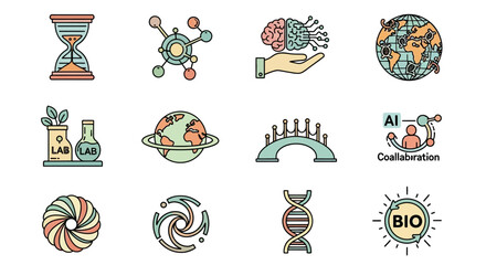 Science and Technology Icons: A Colorful Exploration of Innovation.
