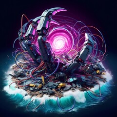 Robotic Claw Island with Energy Vortex