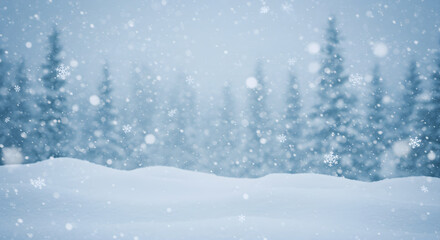 Winter wonderland snow scene with copy space. winter background with a snowflake border and white vignetting. Winter Wonderland. Illustration