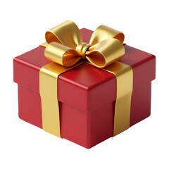 Obraz premium 3D Red Gift Box with Gold Ribbon