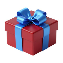 Obraz premium 3D Red Gift Box with Blue Ribbon
