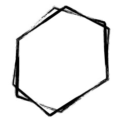 Hand-drawn grunge hexagon frame – Rough layered outline for posters, branding, and modern layouts.