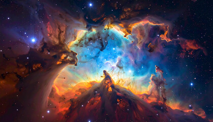 宇宙の神秘　彩りの星雲と星々の深宇宙背景