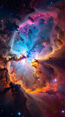 宇宙の神秘　彩りの星雲と星々の深宇宙背景