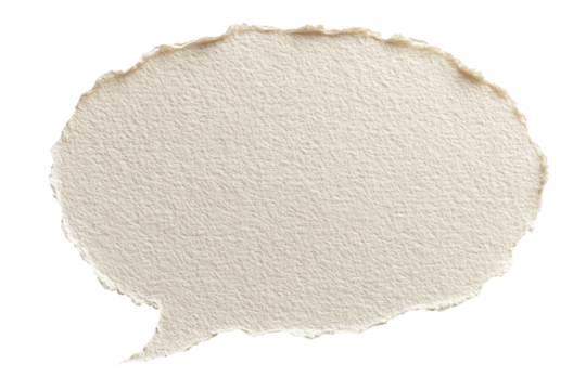 Handmade Torn Paper Speech Bubble Text Balloon Isolated on transparent background Remove png, Clipping Path, pen tool