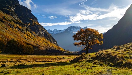Autumn Mountain Valley Landscape.