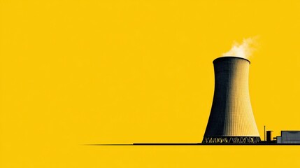 Industrial cooling tower operations power plant graphic design minimalist environment isolated view energy concept