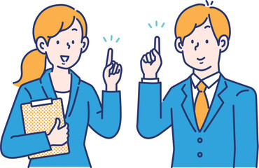 指を指す男女のビジネスパーソンのイラスト素材