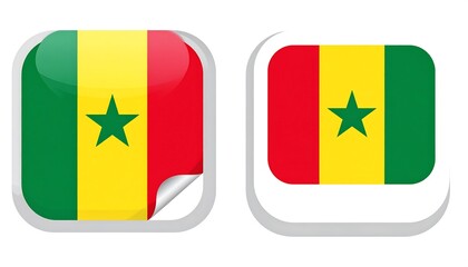 Square sticker illustration of the Gambia flag, featuring a green, yellow, and red design with a green star.