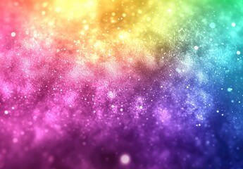 Rainbow cosmos with glittering stardust and vibrant colors