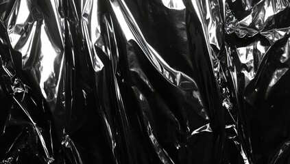 Wrinkled plastic sheet catches light, high contrast