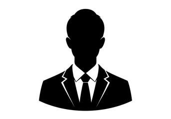 Silhouette of a man in a suit and tie isolated on white background