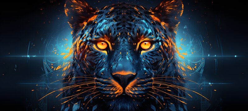 Pointillist grunge design of liger with abstract dotted pattern, ,generative AI