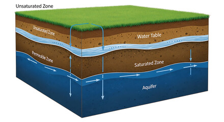 Groundwater Aquifer Diagram Stock Photo