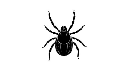 Black silhouette of a tick isolated on white background