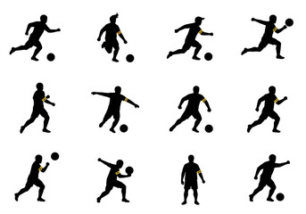 Silhouetted Soccer Players in Action Dynamic Poses and Movements