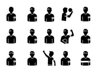 Black and White Set of Referee Icons Illustrating Sportsmanship