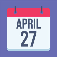 27 April Calendar. Blue Background. Isolated Vector Calendar.