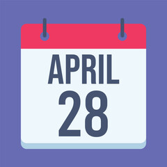 Fototapeta premium 28 April Calendar. Blue Background. Isolated Vector Calendar.