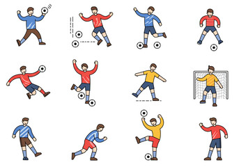Illustrative Representation of Football Players in Various Actions