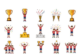 Celebrating Victory Illustrations of Triumphs, Rewards, and Team Spirit in Sports and Competitions