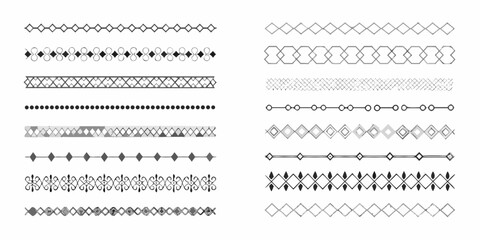 Collection of decorative geometric and ornate borders and dividers in black and white