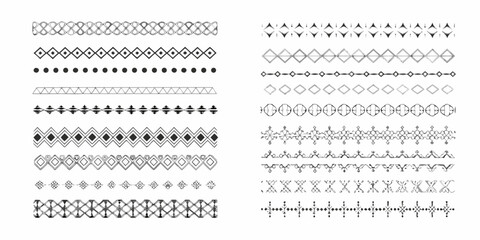 Collection of decorative geometric borders and dividers in black and white