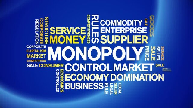Monopoly animated word cloud-text design animation tag kinetic typography seamless loop.