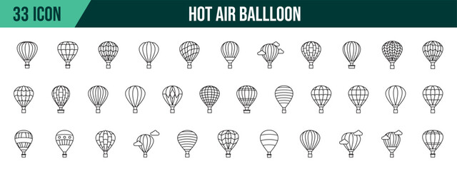 Hot air balloon fire collection, editable and resizable vector icon templates.