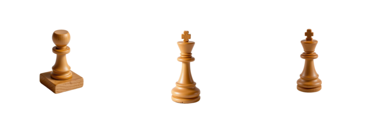 Detailed View of Wooden Chess Pieces on Dark Background