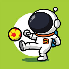 Cute Astronaut Juggling Soccer Ball Illustration for Space Cartoon Character and Sport Activity Concept
