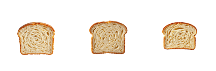 Slices of White Bread with Unique Spiral Patterns Displayed Together