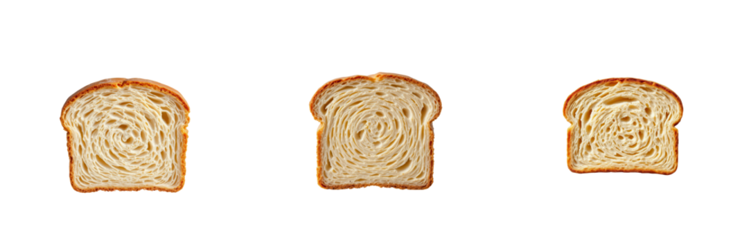Slices of White Bread with Unique Spiral Patterns Displayed Together