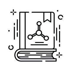 Line Art Illustration of a Science Textbook Open to a Page Showing a Molecular Structure on a Transparent Background