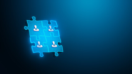 Business team puzzle concept featuring businessperson icons representing collaboration teamwork organization human resources and corporate structure