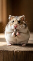 Hamsters Delight - A Close-Up of a Cute Rodent Enjoying a Sunflower Seed.