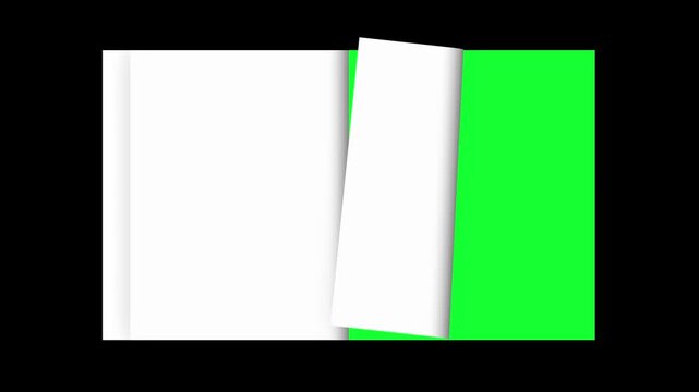 4k 3D Flipping book page curl transition animation being flipped over, Opening book video.