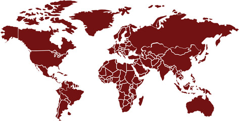 World map vector, isolated on white background. Flat Earth, gray map template for web site pattern, anual report, inphographics. Globe similar worldmap icon. Travel worldwide, map silhouette backdrop.