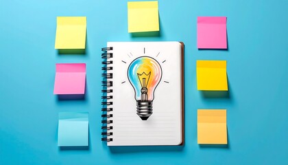 Idea Generation Notebook with Sticky Notes.