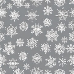 Elegant Snowflake Pattern on Gray Background for Winter and Holiday Designs.