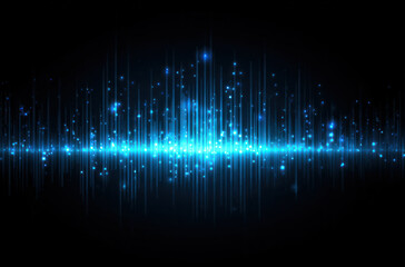Abstract blue light streaks and sparkles on a black background, representing modern digital technology and futuristic visuals.
