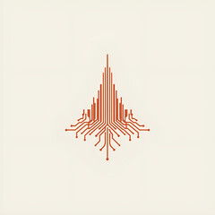 Abstract representation of a circuit board resembling a stylized structure.