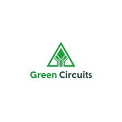 Green Circuits logo featuring a stylized tree inside a triangle, representing eco-friendly technology.