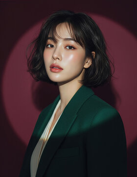 Korean Female Beauty Model with Autumn Mood (AI Generated)