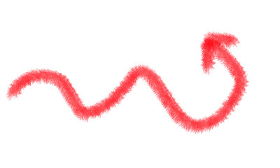 Vibrant red abstract arrow s-curve design dynamic flow motion graphics symbol forward movement concept isolated on transparent background