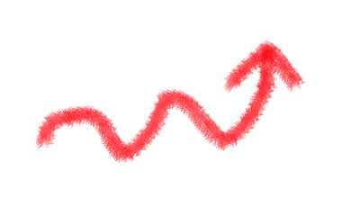 Dynamic red arrow symbolizing growth progress and upward trend against a stark contrast for business finance and strategy concepts isolated on transparent background
