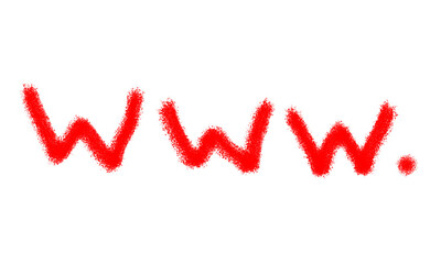 Bold red 'www' text represents internet presence and world wide web connectivity for online communication and information access isolated on transparent background
