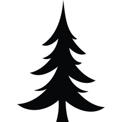 Obraz premium A simple black silhouette of a pine tree with a pointed top against a plain white background image view